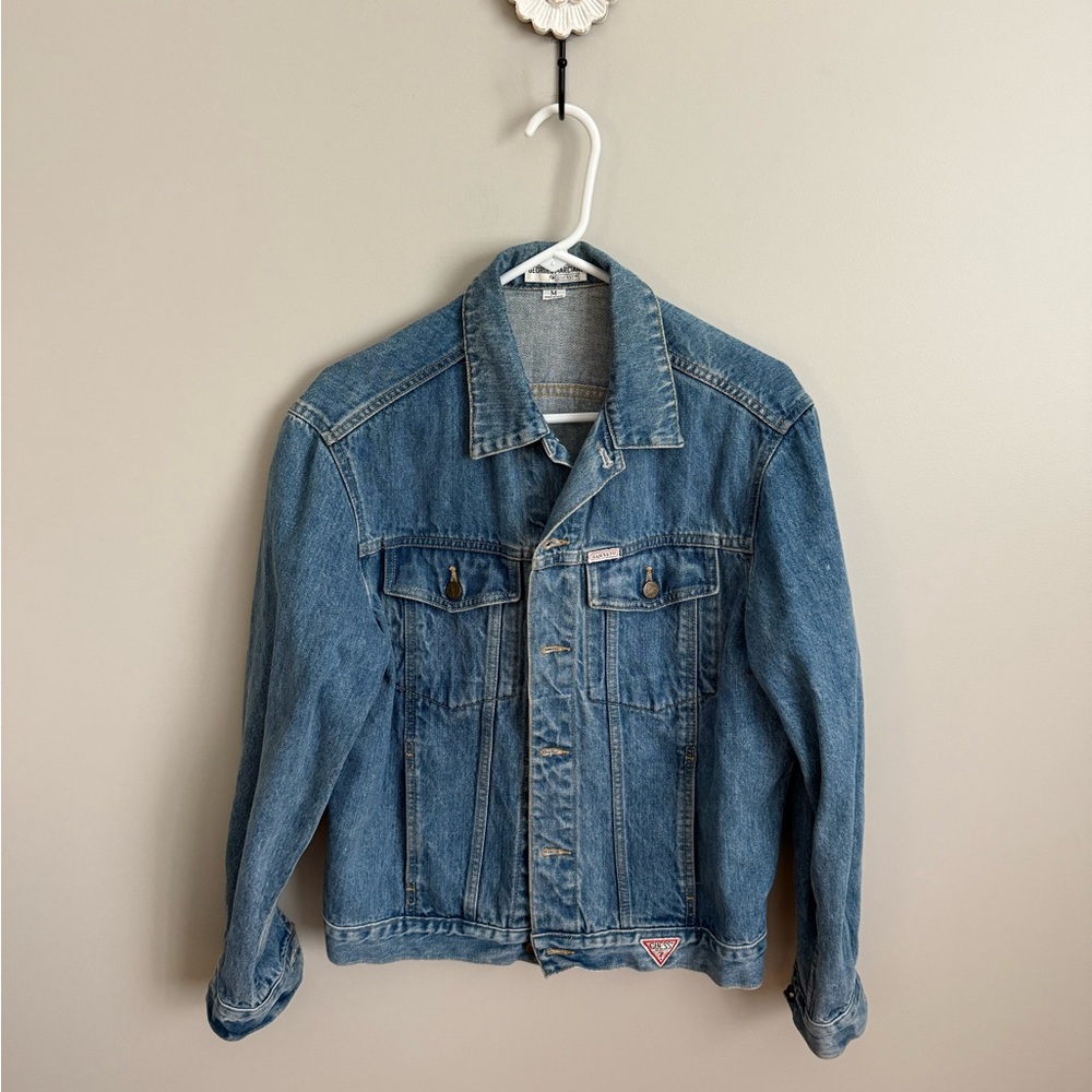Vintage 80s Georges Marciano for Guess Medium Denim Jean Jacket with Patch VGVC